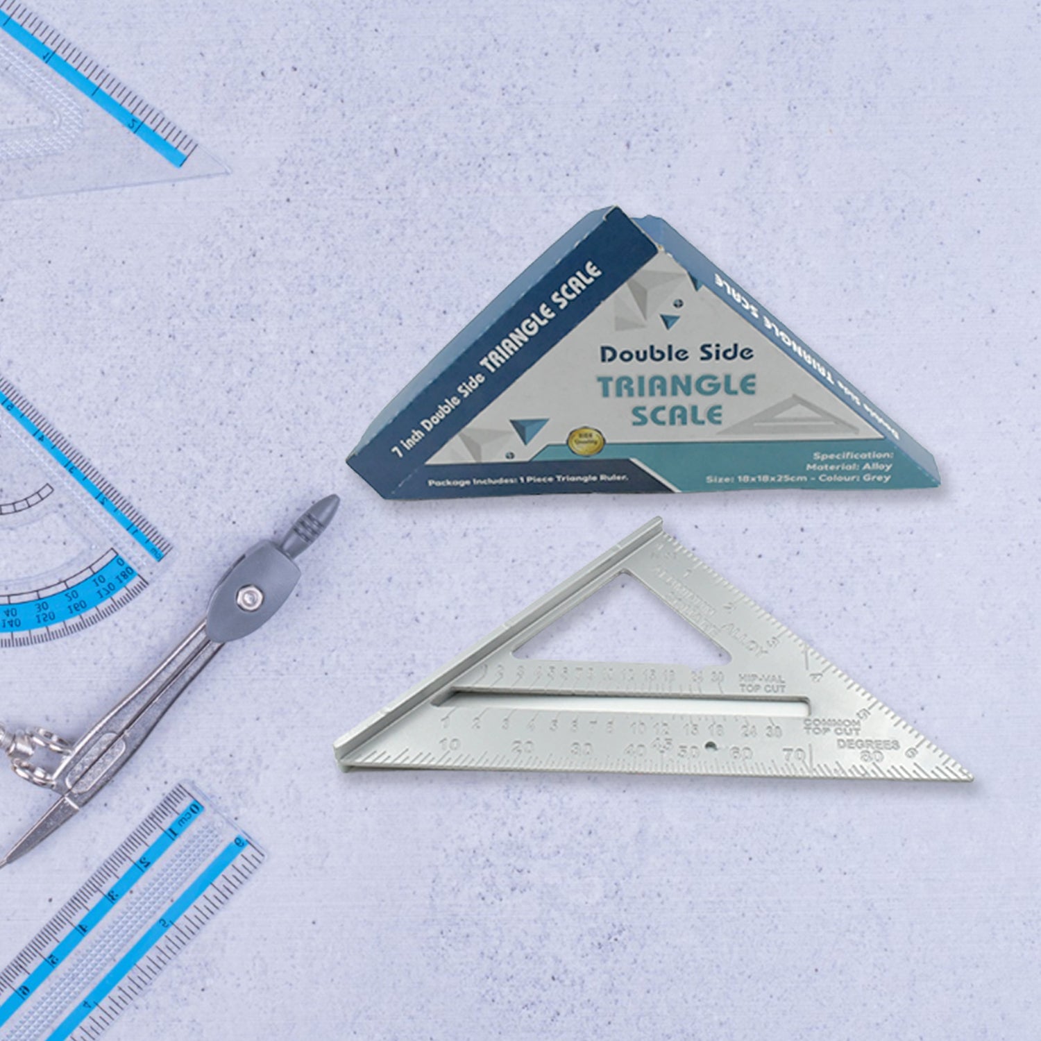 1559 Double Side Scale Triangle Measurement Hand Tool 45 Degree Triangle Ruler Home For Industry Aluminum Alloy Rafter Square 7-inch Length 1559 Double Side Scale Triangle Measurement Hand Tool 45 Degree Triangle Ruler Home For Industry Aluminum Alloy Rafter Square 7-inch Length